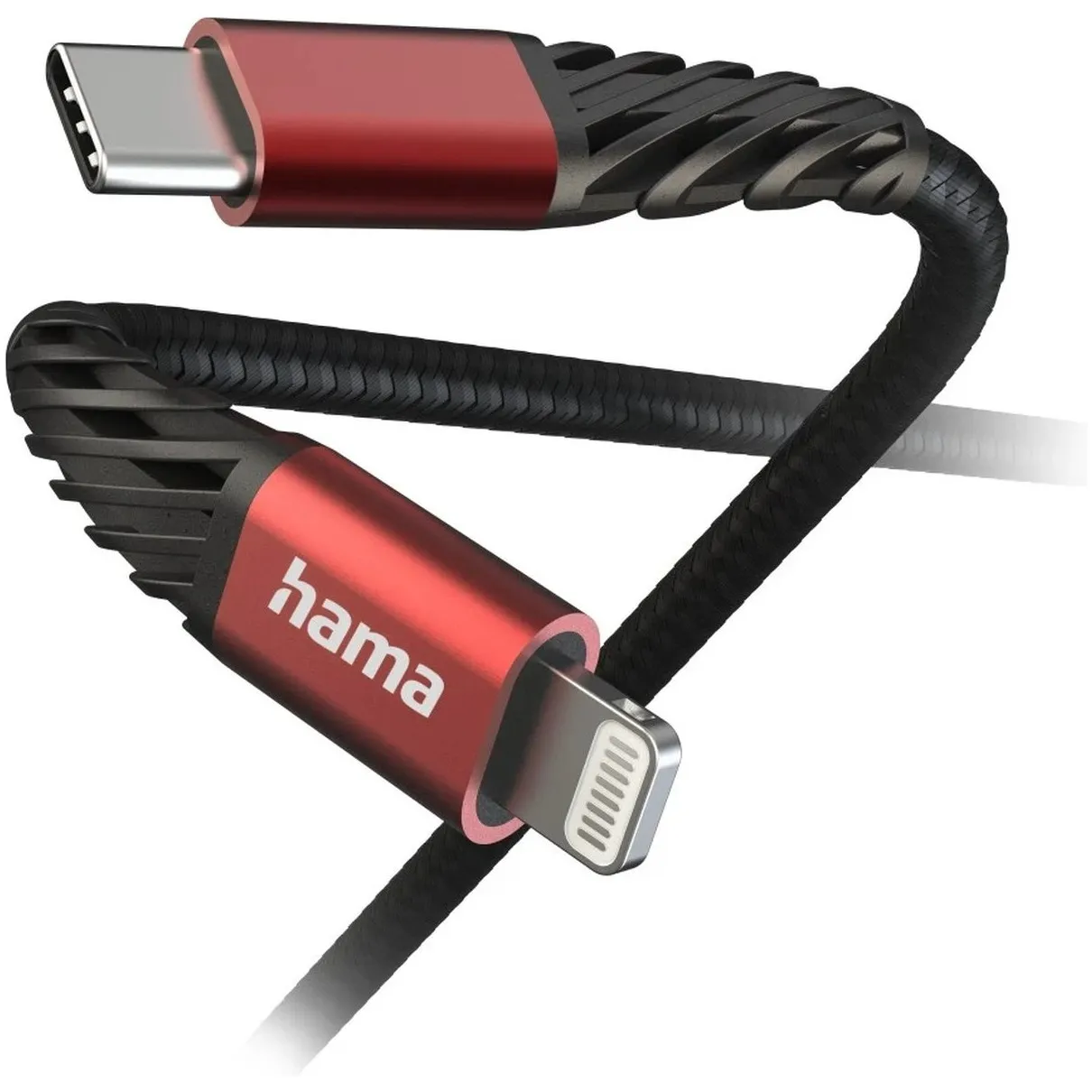 Hama Oplaad-/gegevenskabel Extreme, USB-C - Lightning, 1,5 m Zwart/rood