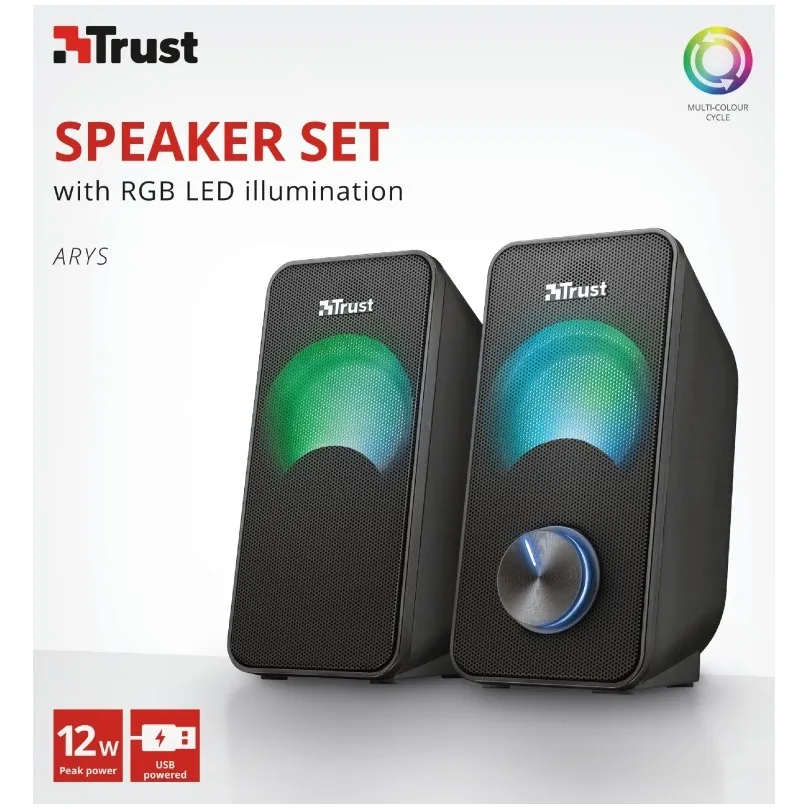 Trust Arys Compact RGB LED 2.0 speaker set Zwart