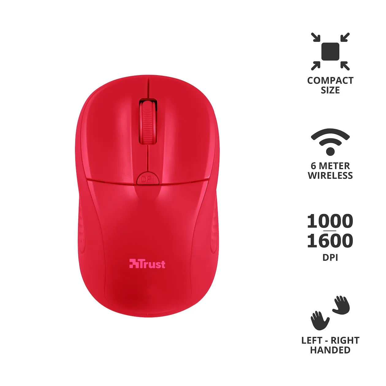Trust Primo Wireless Mouse	 Rood
