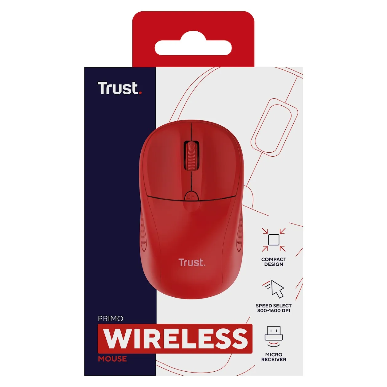 Trust Primo Wireless Mouse	 Rood