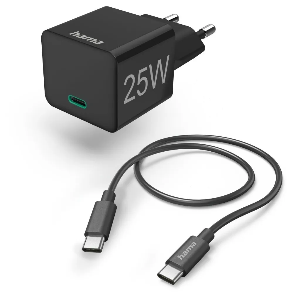 Hama Mini-charger set USB-C 25 Watt PD Zwart