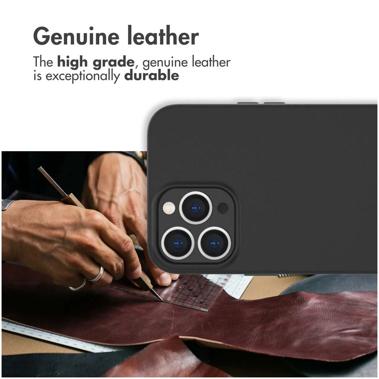 Accezz Leather met MagSafe voor Apple iPhone 12 Pro Max Zwart