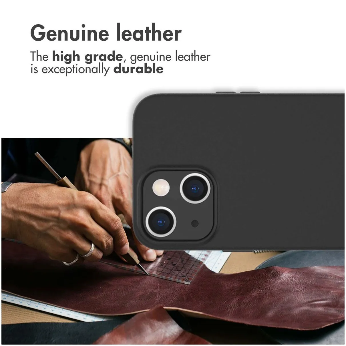 Accezz Leather met MagSafe voor Apple iPhone 13 Zwart