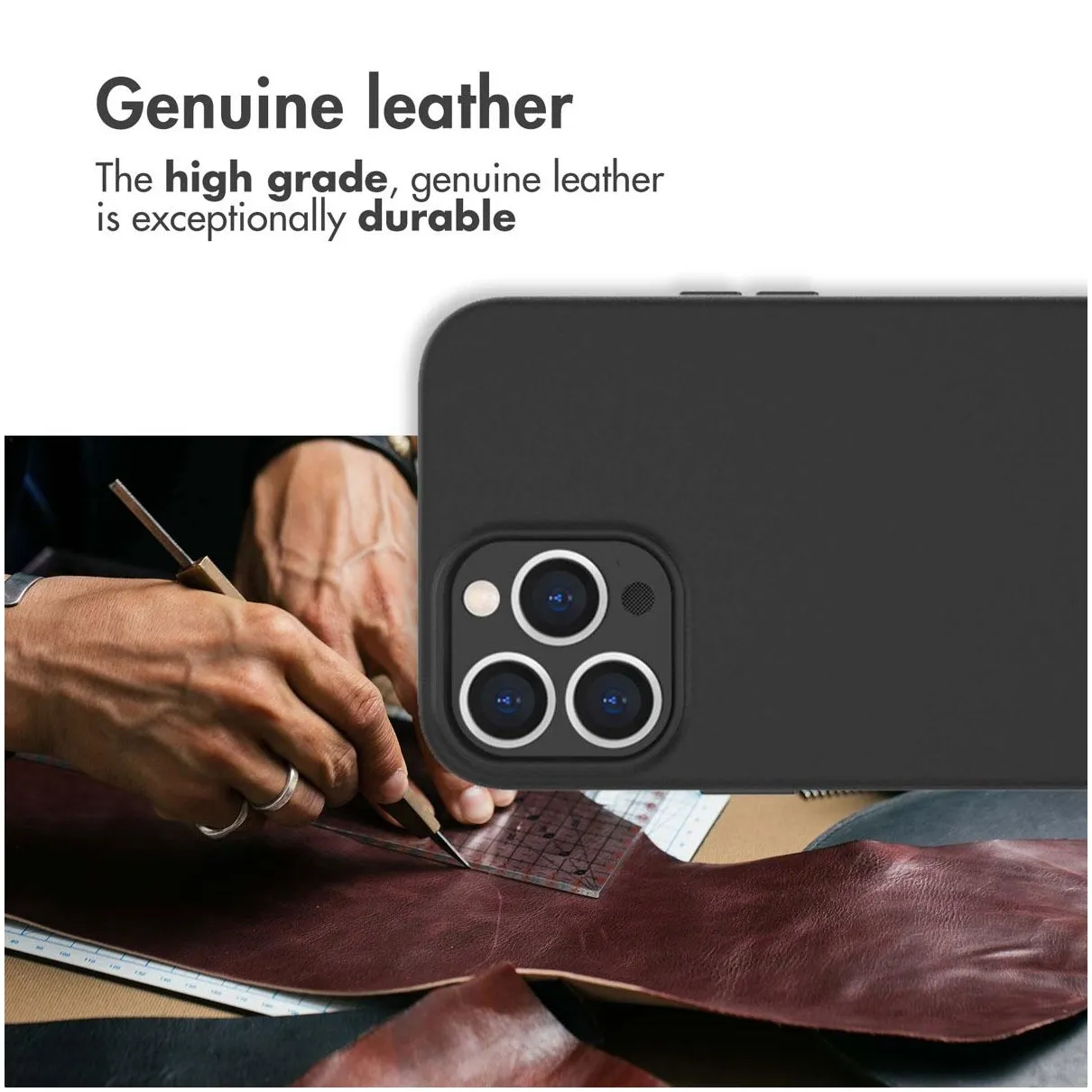 Accezz Leather met MagSafe voor Apple iPhone 13 Pro Zwart