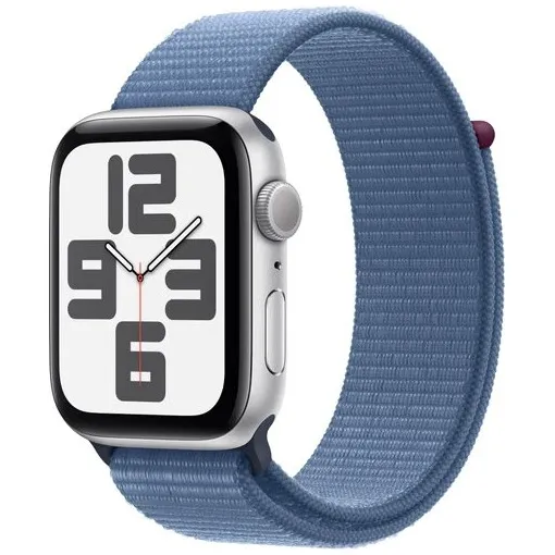 Apple Watch SE (2022) 44mm Zilver Aluminium Sport Loop Winterblauw