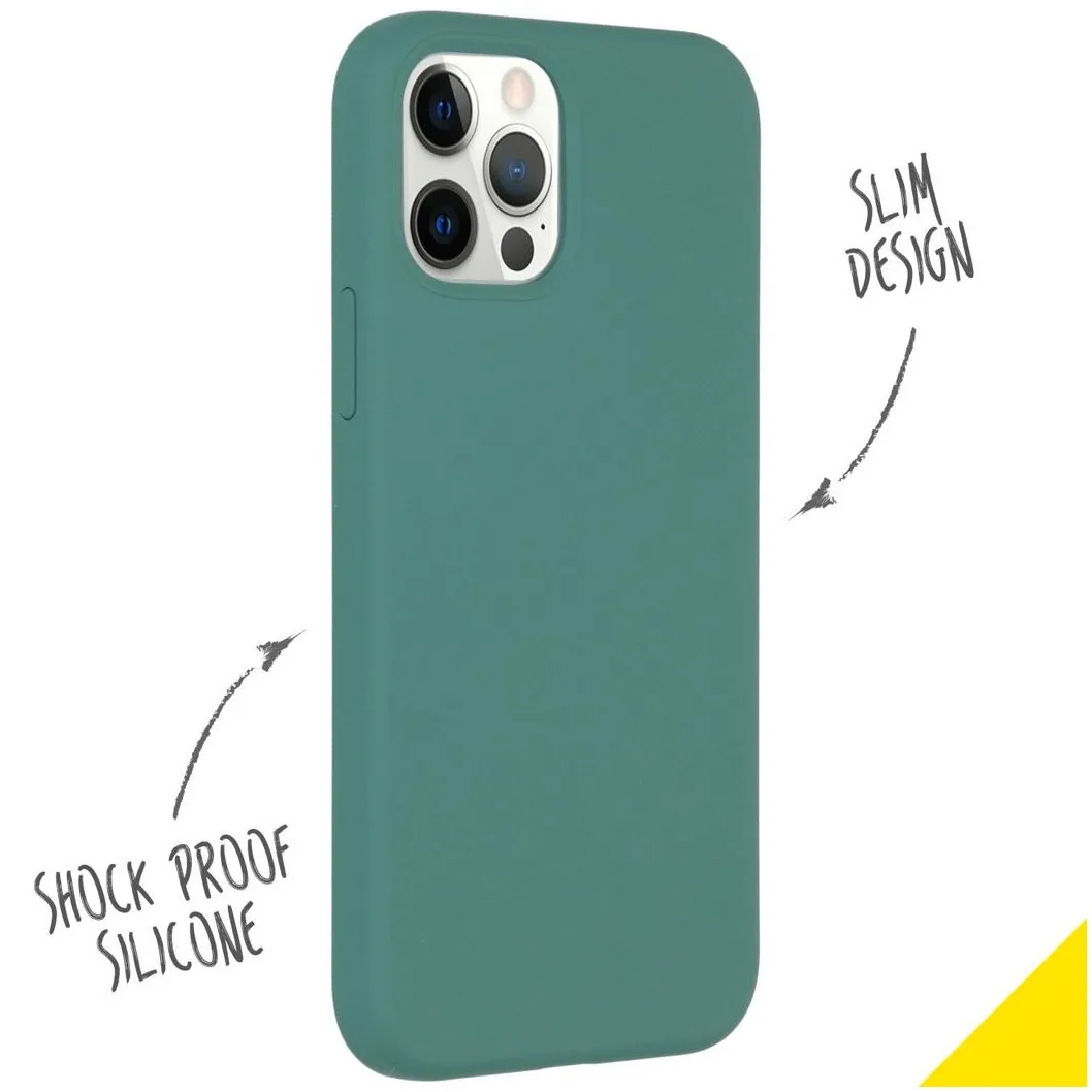 Accezz Liquid Silicone voor Apple iPhone 12 (Pro) Groen