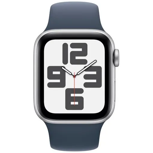 Apple Watch SE (2022) 4G 40mm Zilver Aluminium Sportband S/M Stormblauw