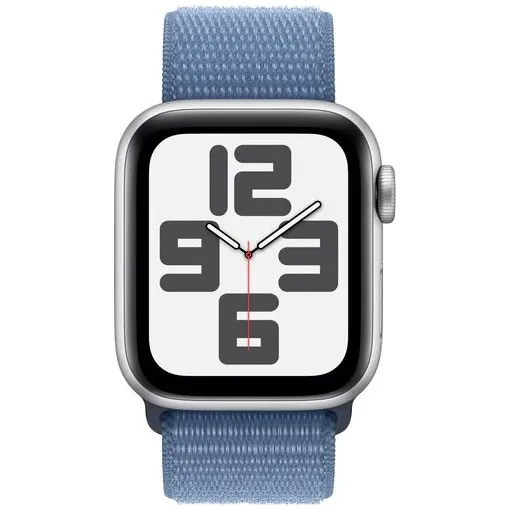 Apple Watch SE (2022) 4G 40mm Zilver Aluminium Sport Loop Winterblauw