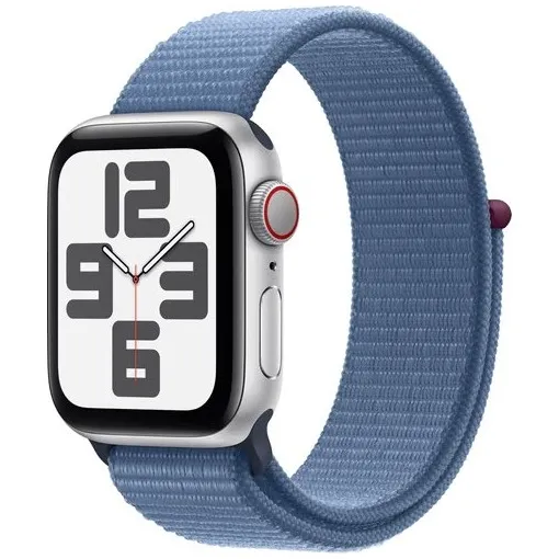 Apple Watch SE (2022) 4G 40mm Zilver Aluminium Sport Loop Winterblauw
