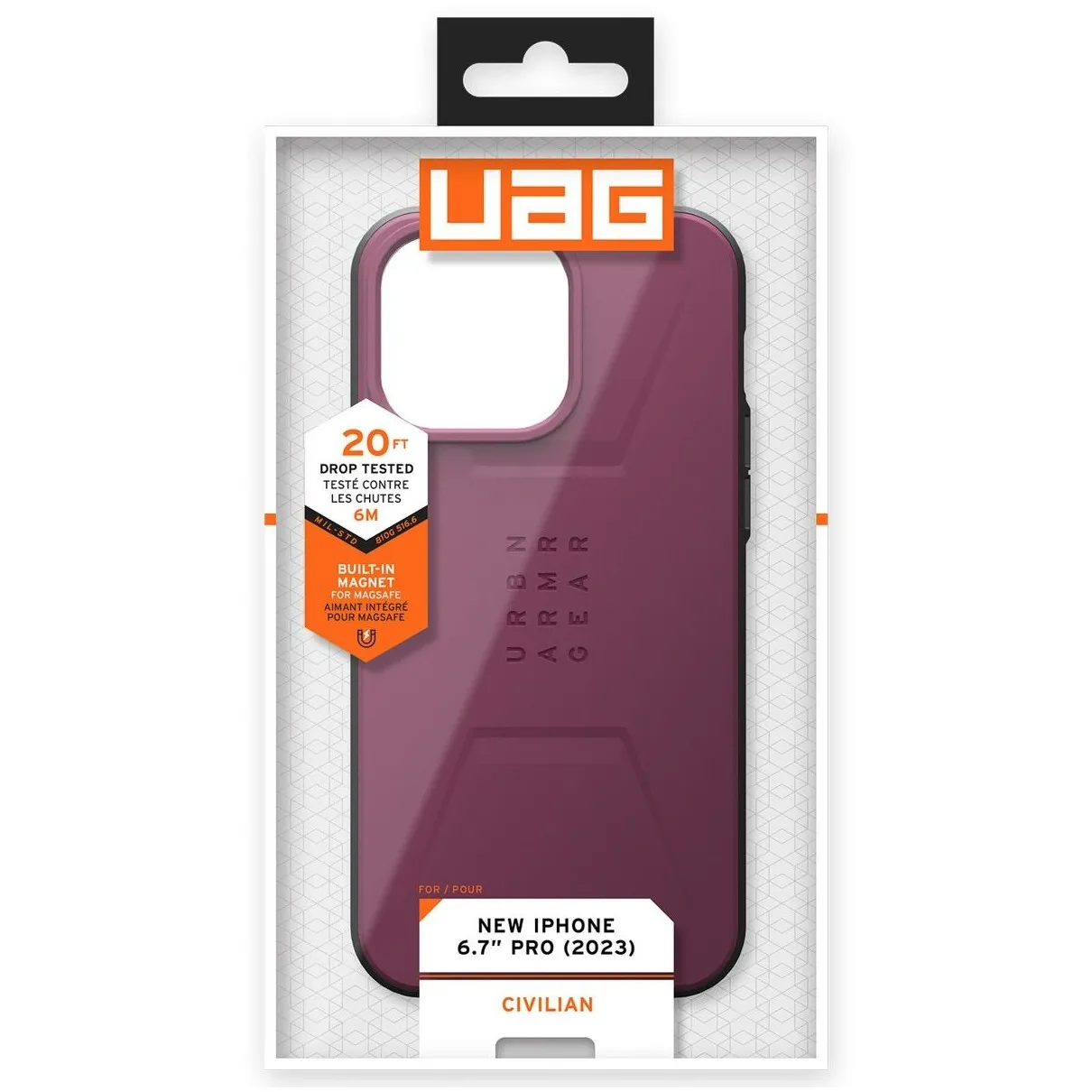 UAG Civilian Backcover MagSafe iPhone 15 Pro Max Bordeaux