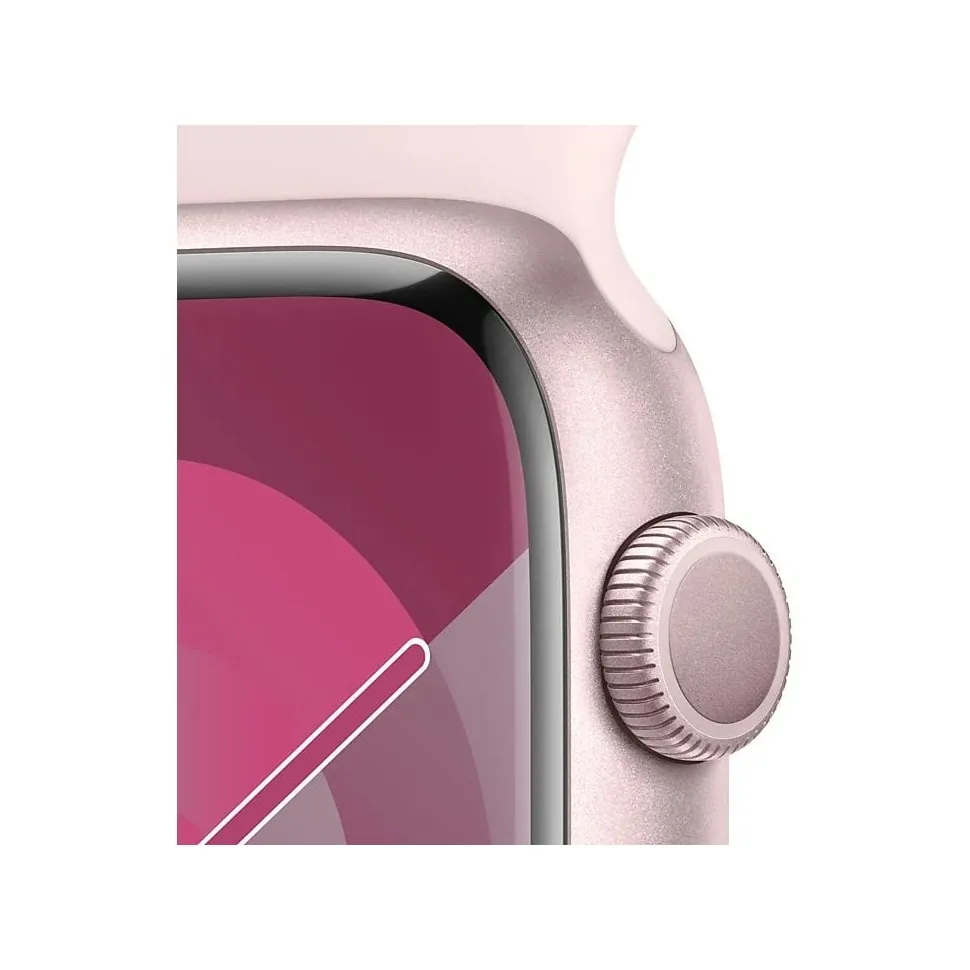 Apple Watch Series 9 45mm Roze Aluminium Sportband M/L Lichtroze