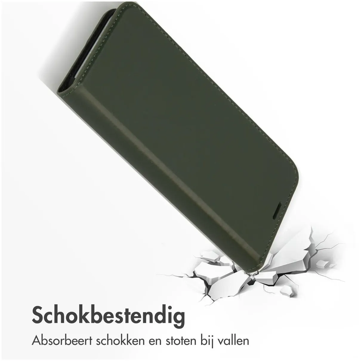 Accezz Premium Leather Slim Book Case voor Apple iPhone 12 (Pro) Groen
