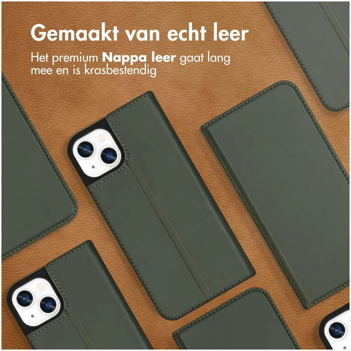 Accezz Premium Leather Slim Book Case voor Apple iPhone 13 Groen