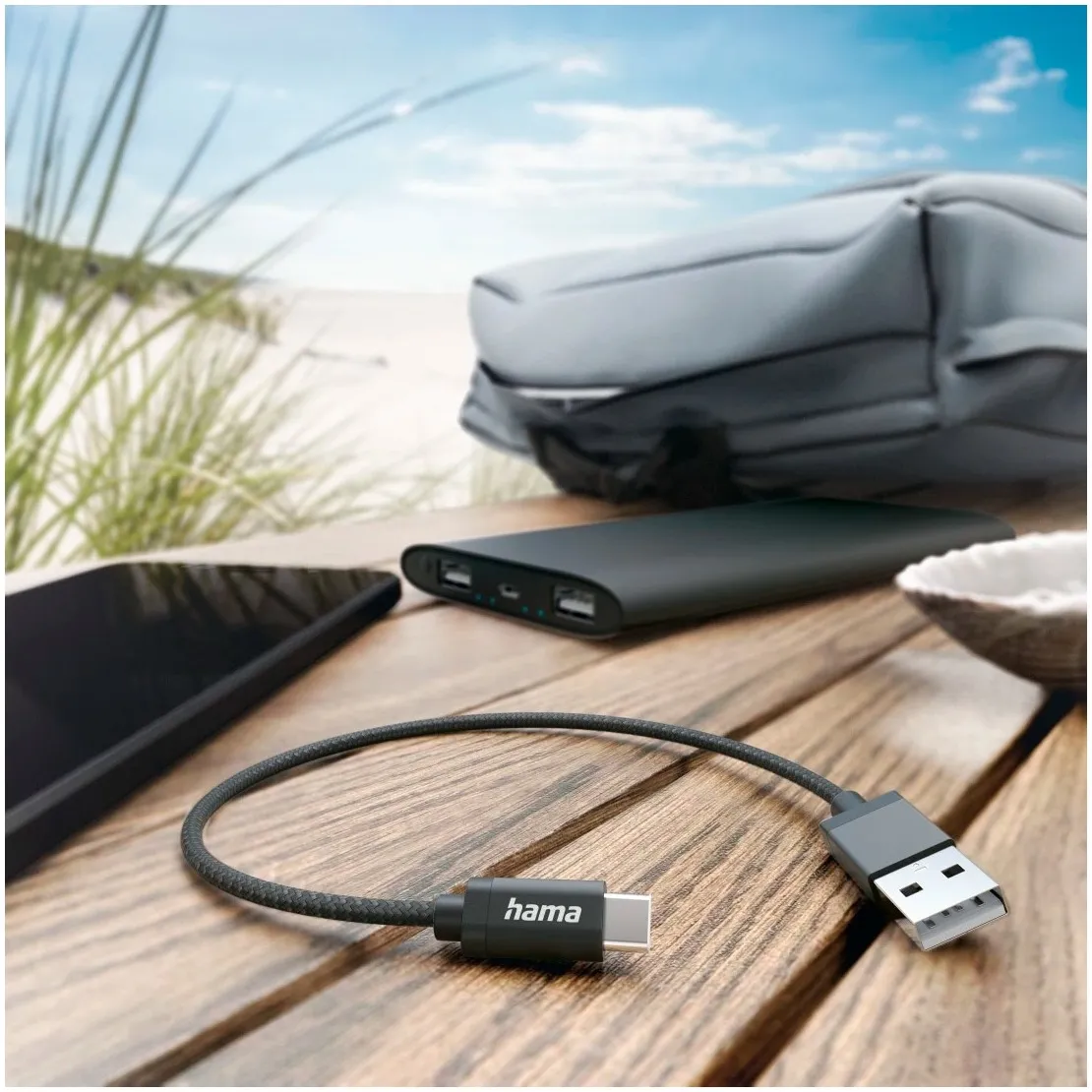 Hama Charging Cable USB-A USB-C 0.2 m Nylon Zwart