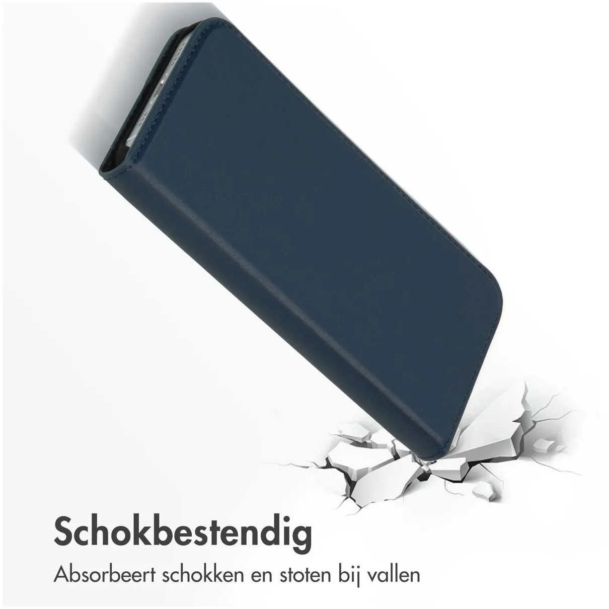 Accezz Premium Leather Slim Book Case voor Apple iPhone 13 Pro Max Donkerblauw