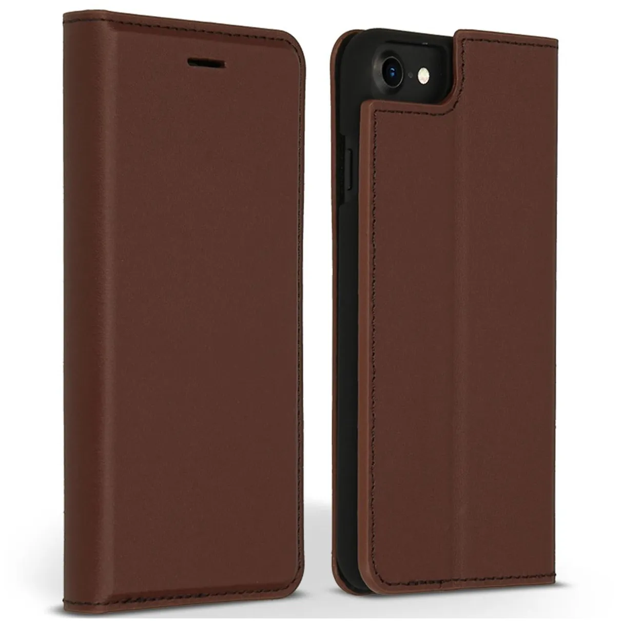 Accezz Premium Leather Slim Book Case voor Apple iPhone SE (2022 / 2020) / 8 / 7 / 6(s) Bruin