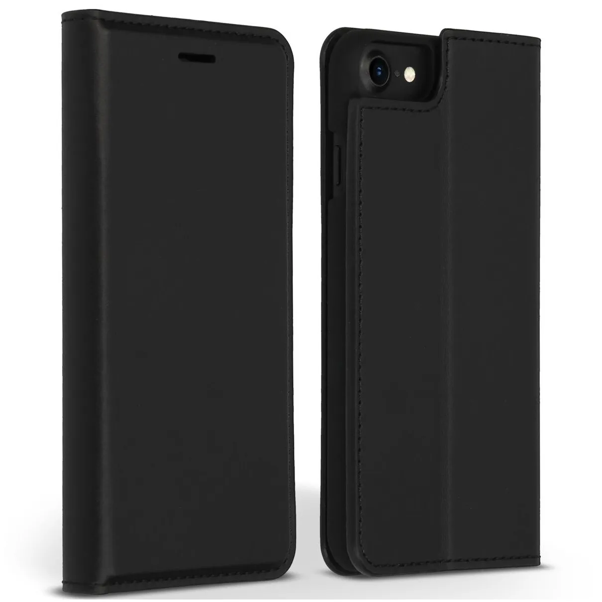 Accezz Premium Leather Slim Book Case voor Apple iPhone SE (2022 / 2020) / 8 / 7 / 6(s) Zwart