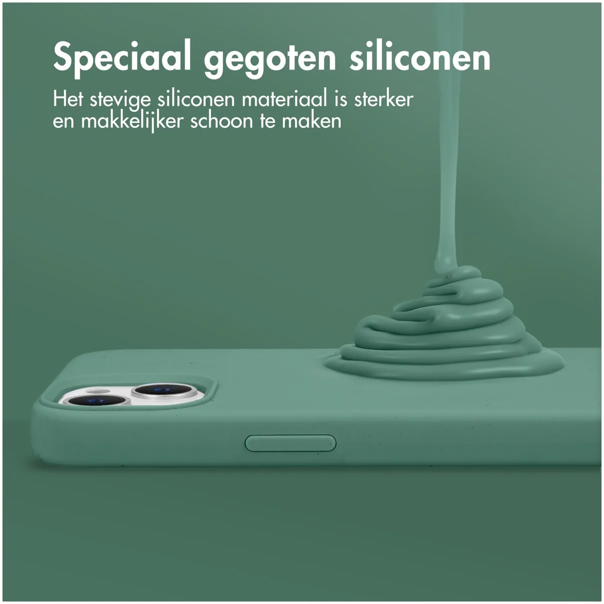 Accezz Liquid Silicone Backcover iPhone 15 Donkergroen