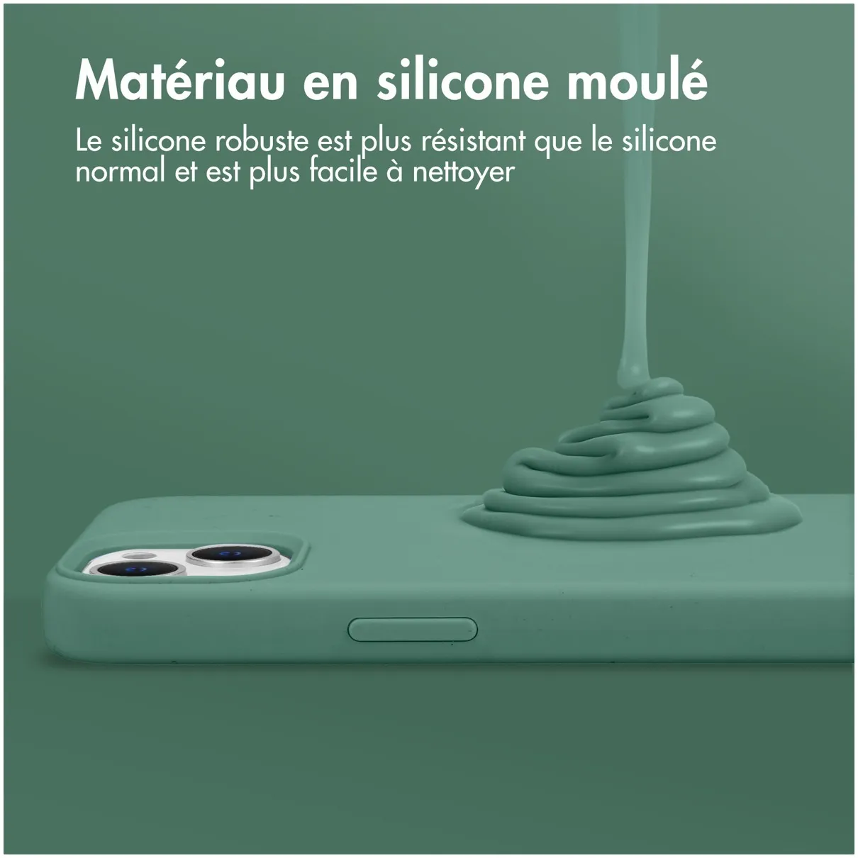 Accezz Liquid Silicone Backcover iPhone 15 Donkergroen