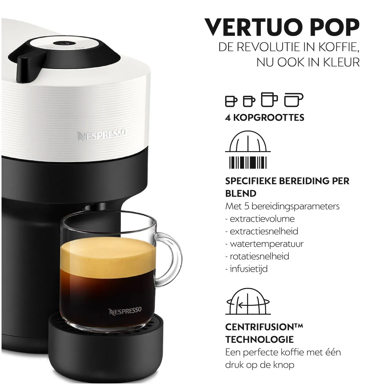 Krups Nespresso Vertuo Pop + Aeroccino XN9211 Wit