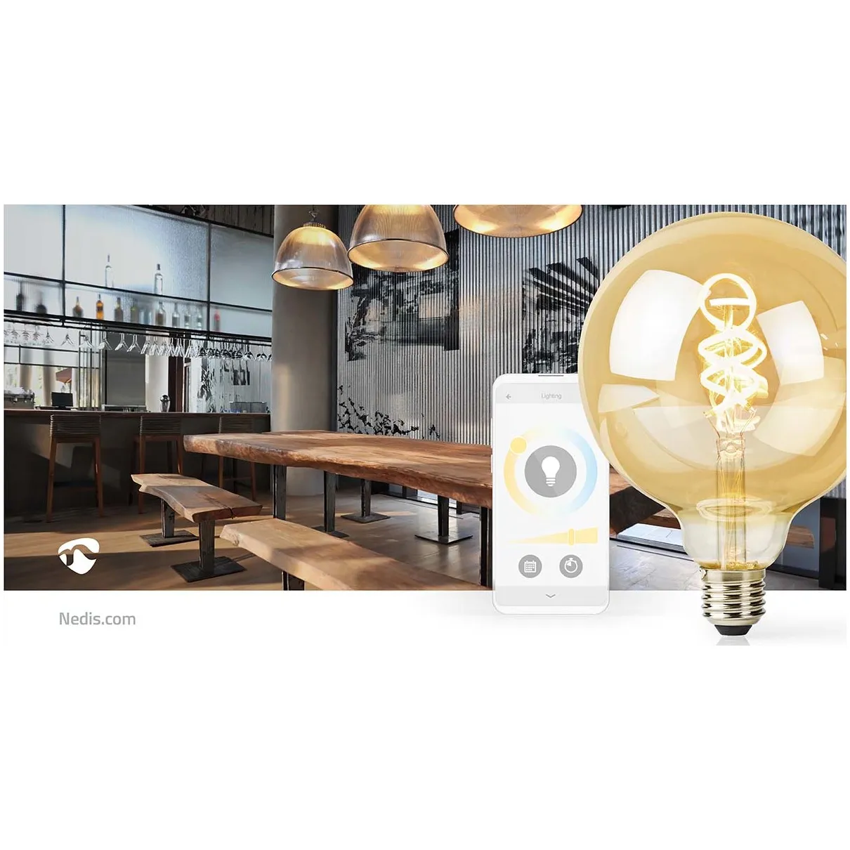 Nedis SmartLife LED Filamentlamp | Wi-Fi | E27 | 360 lm | 4.9 W | Warm tot Koel Wit