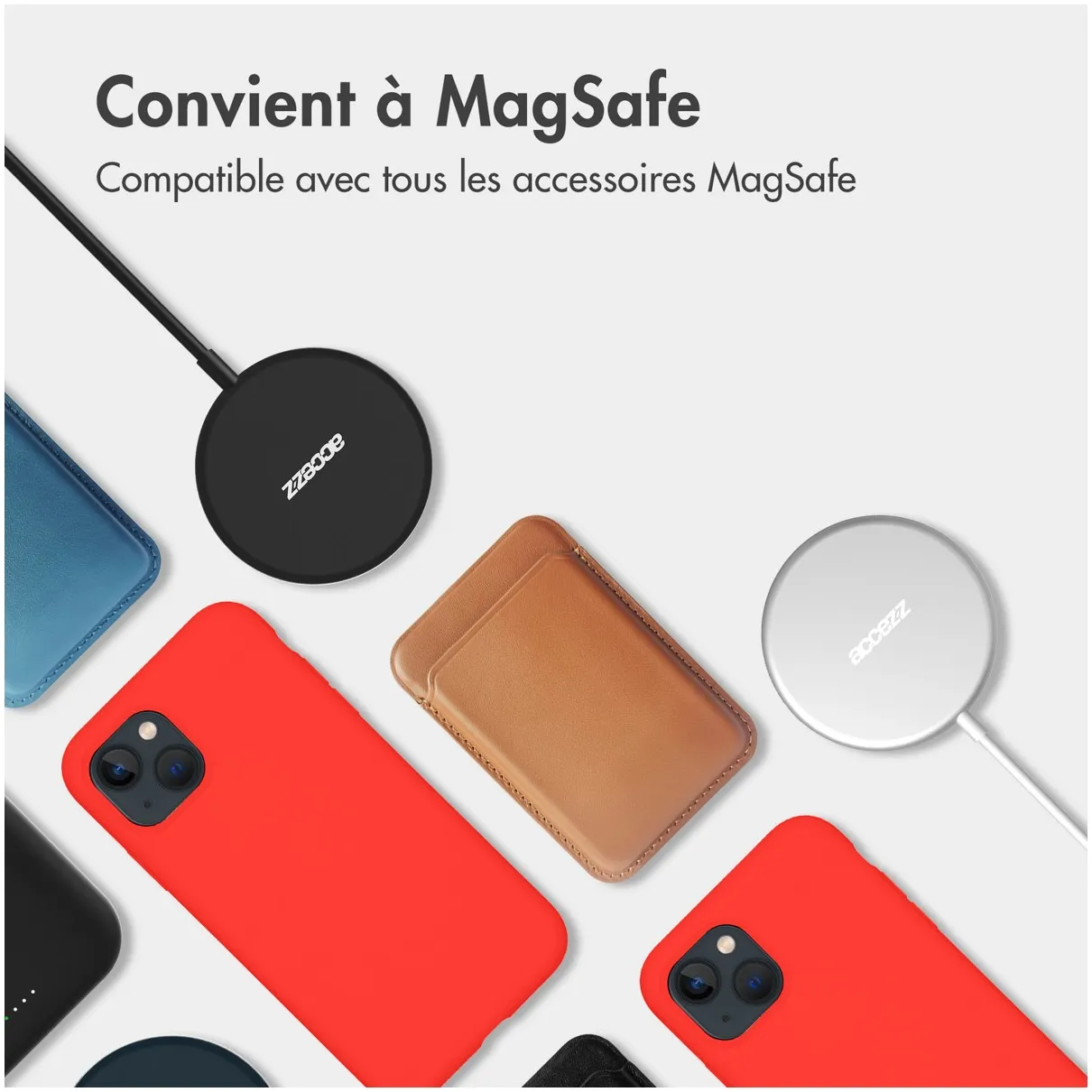 Accezz Liquid Silicone Backcover met MagSafe iPhone 15 Rood