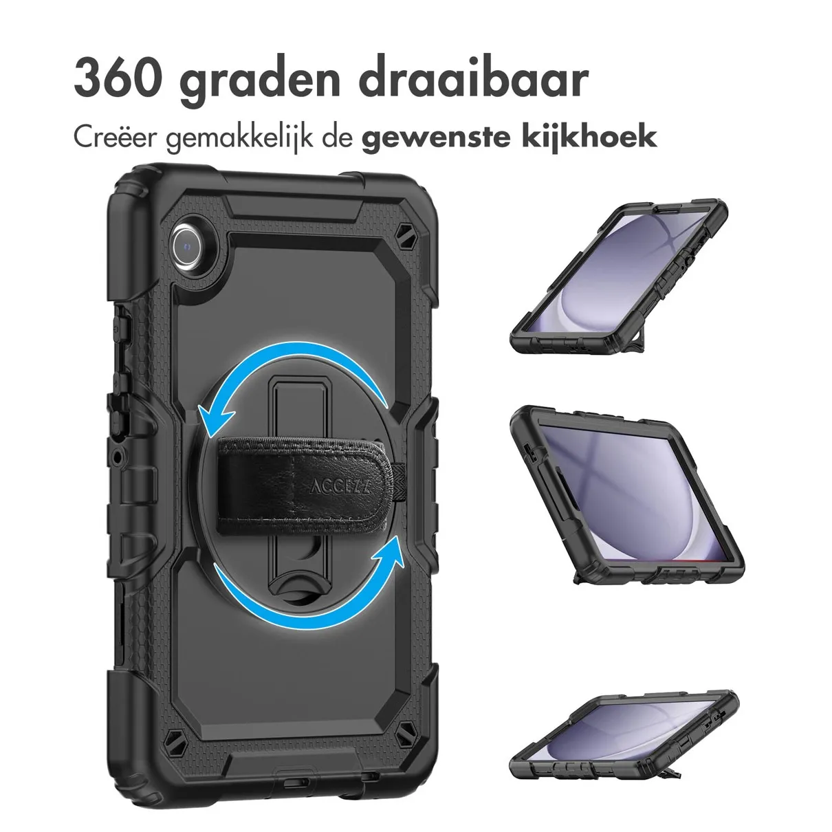 Accezz Rugged Backcover Shoulder Strap Samsung Galaxy Tab A9 Zwart