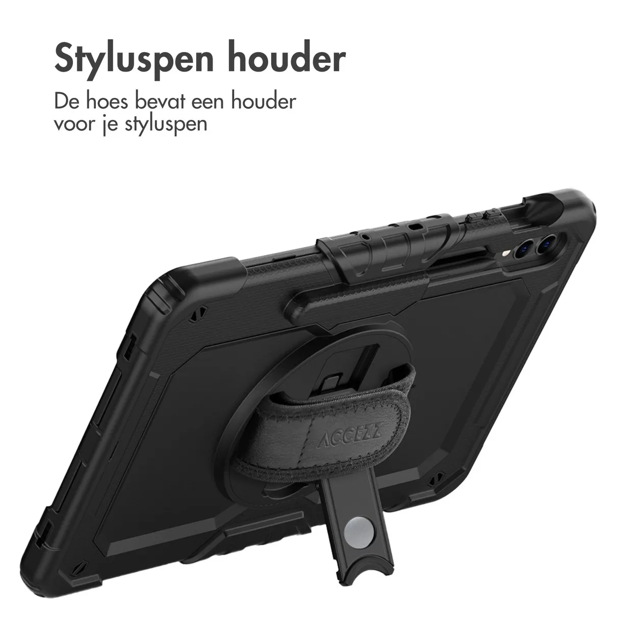 Accezz Rugged Backcover Shoulder Strap voor de Samsung Galaxy Tab S9 FE Plus / Tab S9 Plus Zwart