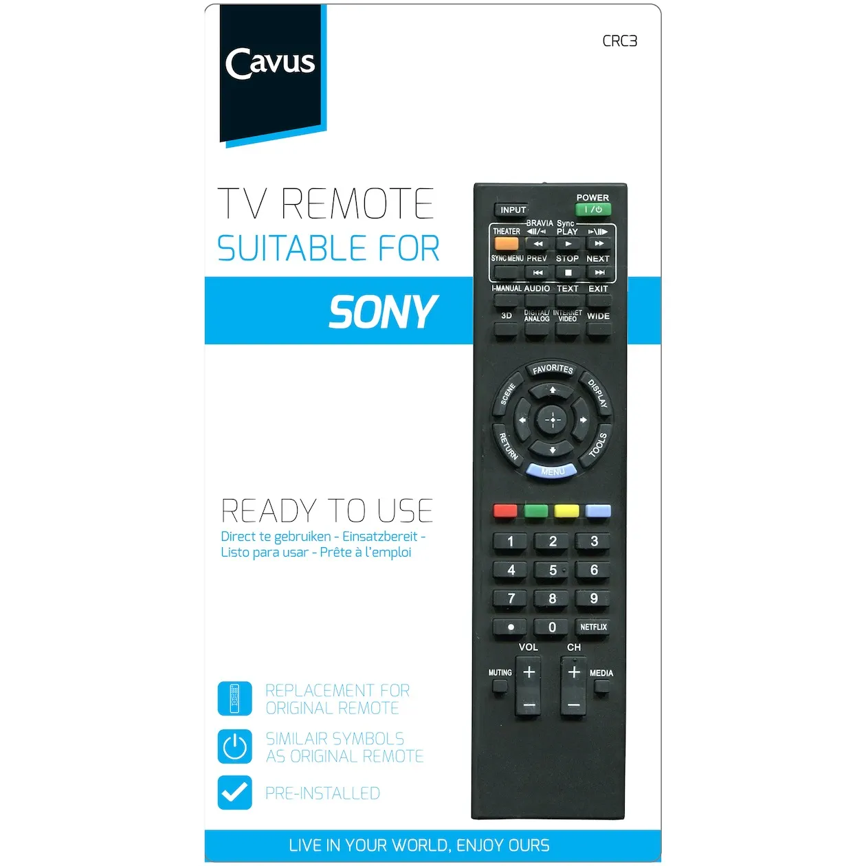 Cavus TV afstandsbediening voor Sony CRC3