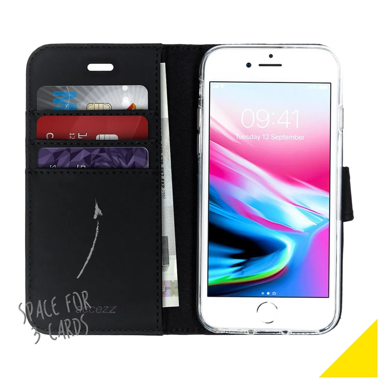 Accezz Wallet Case voor Apple iPhone SE (2022 / 2020) / 8 / 7 / 6(s) Zwart