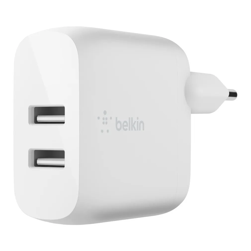 Belkin Dual USB-A Wall Charger w/ 1M PVC A-C, 24W Wit