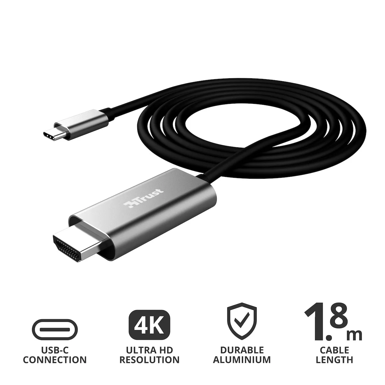 Trust Calyx USB-C-naar-HDMI-kabel Zwart