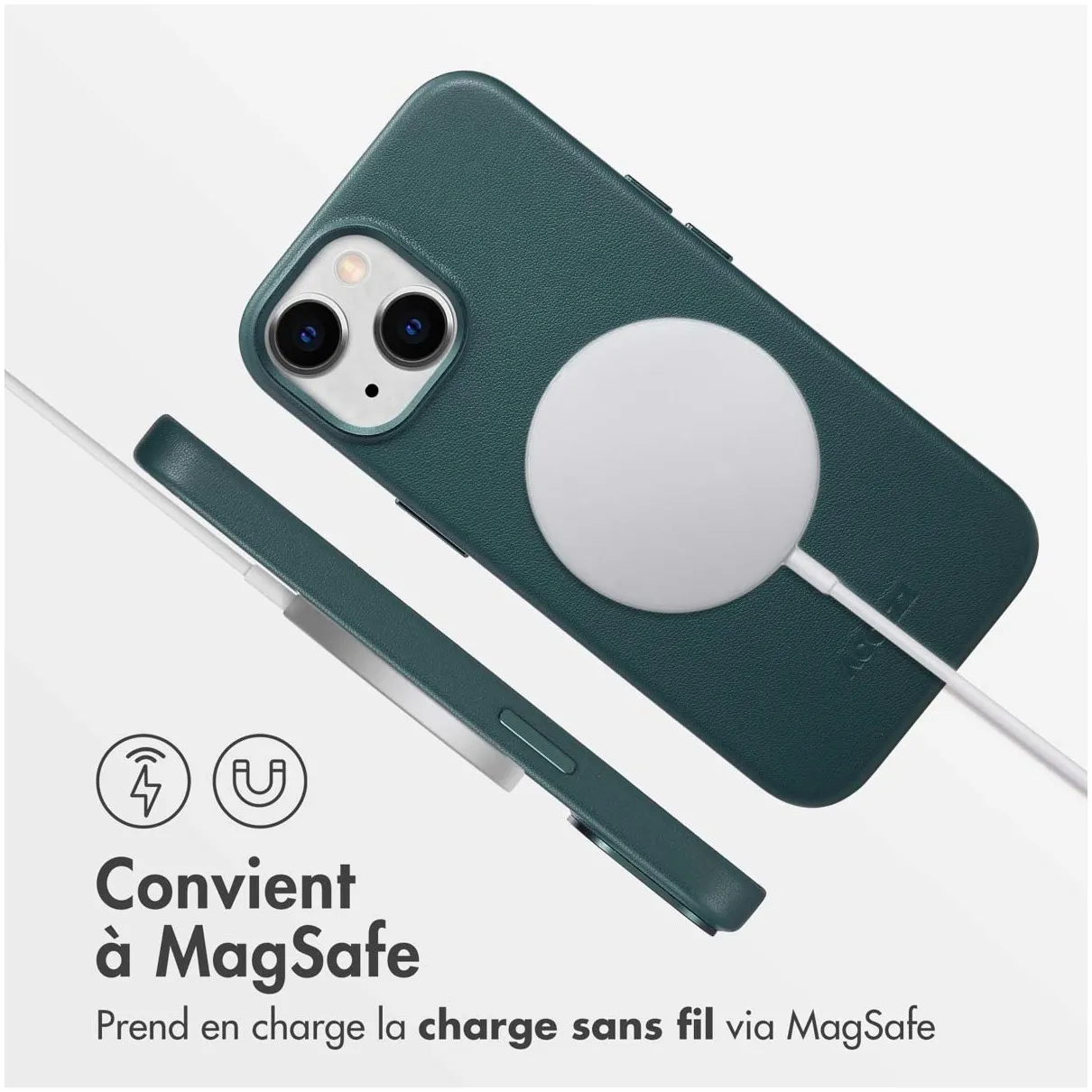 Accezz MagSafe Leather Backcover iPhone 15 Groen