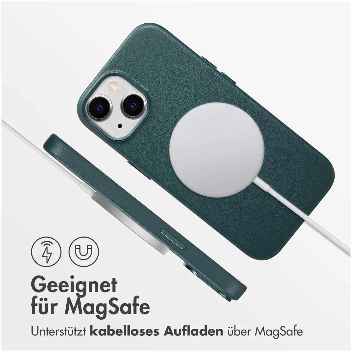 Accezz MagSafe Leather Backcover iPhone 15 Groen