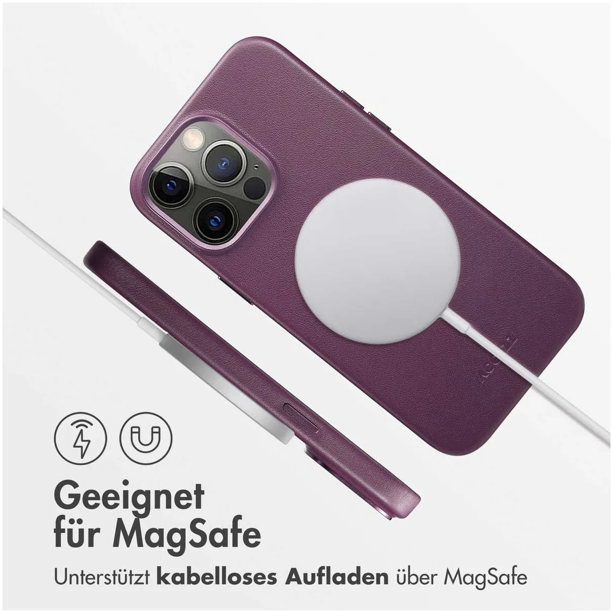 Accezz MagSafe Leather Backcover iPhone 15 Pro Max Paars