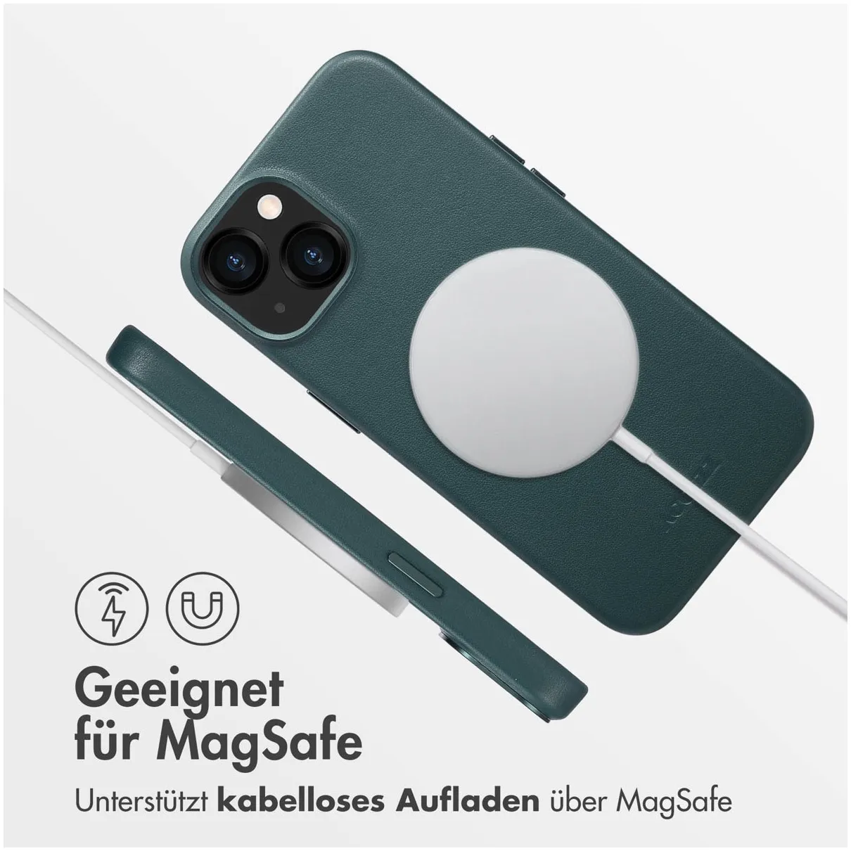 Accezz MagSafe Leather Backcover iPhone 13 Groen