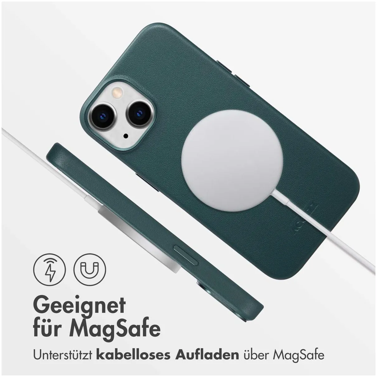 Accezz MagSafe Leather Backcover iPhone 14 Groen