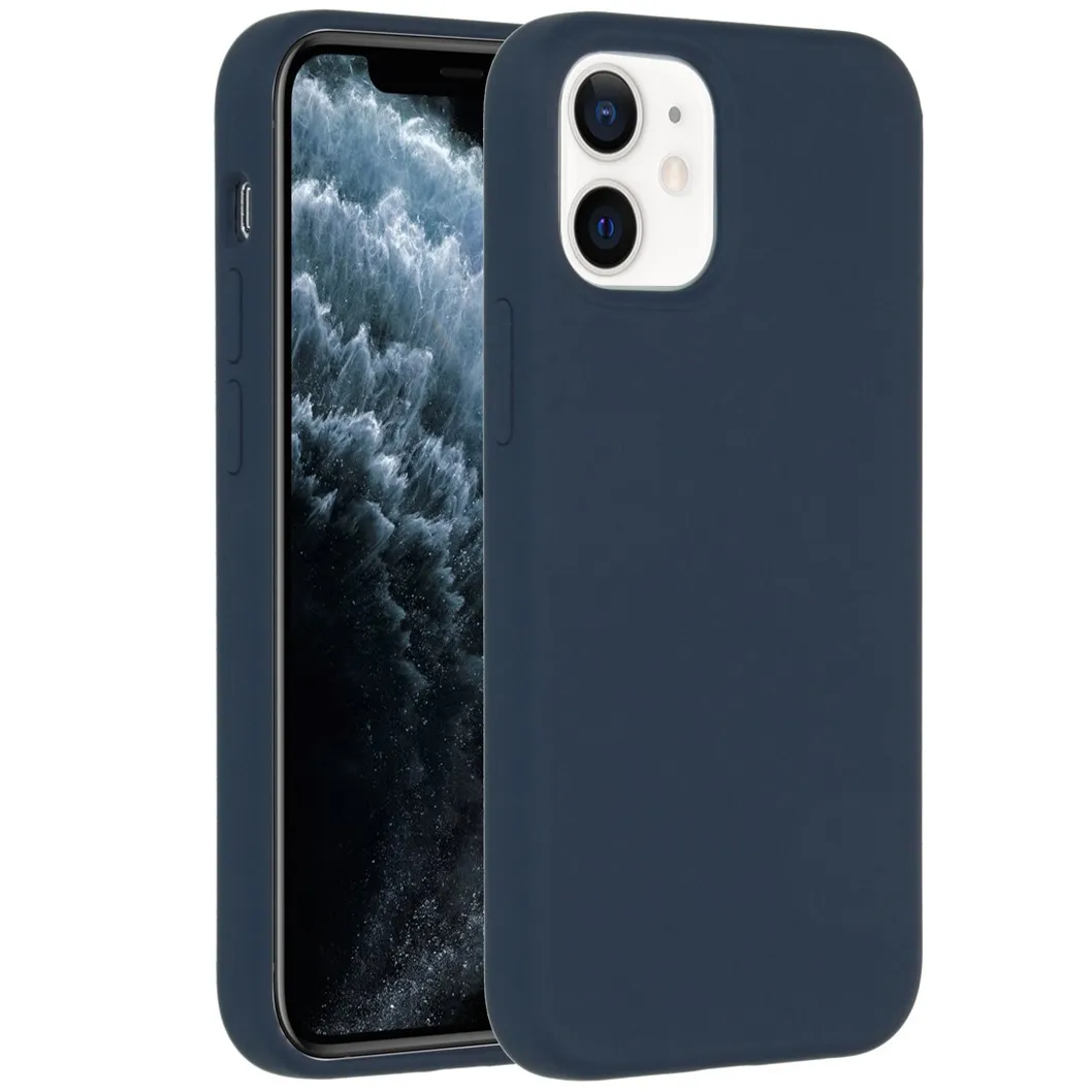 Accezz Liquid Silicone Backcover iPhone 12 Mini Donkerblauw