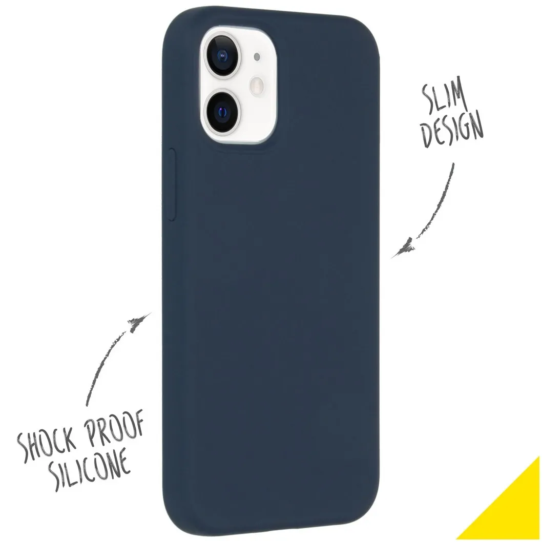 Accezz Liquid Silicone Backcover iPhone 12 Mini Donkerblauw