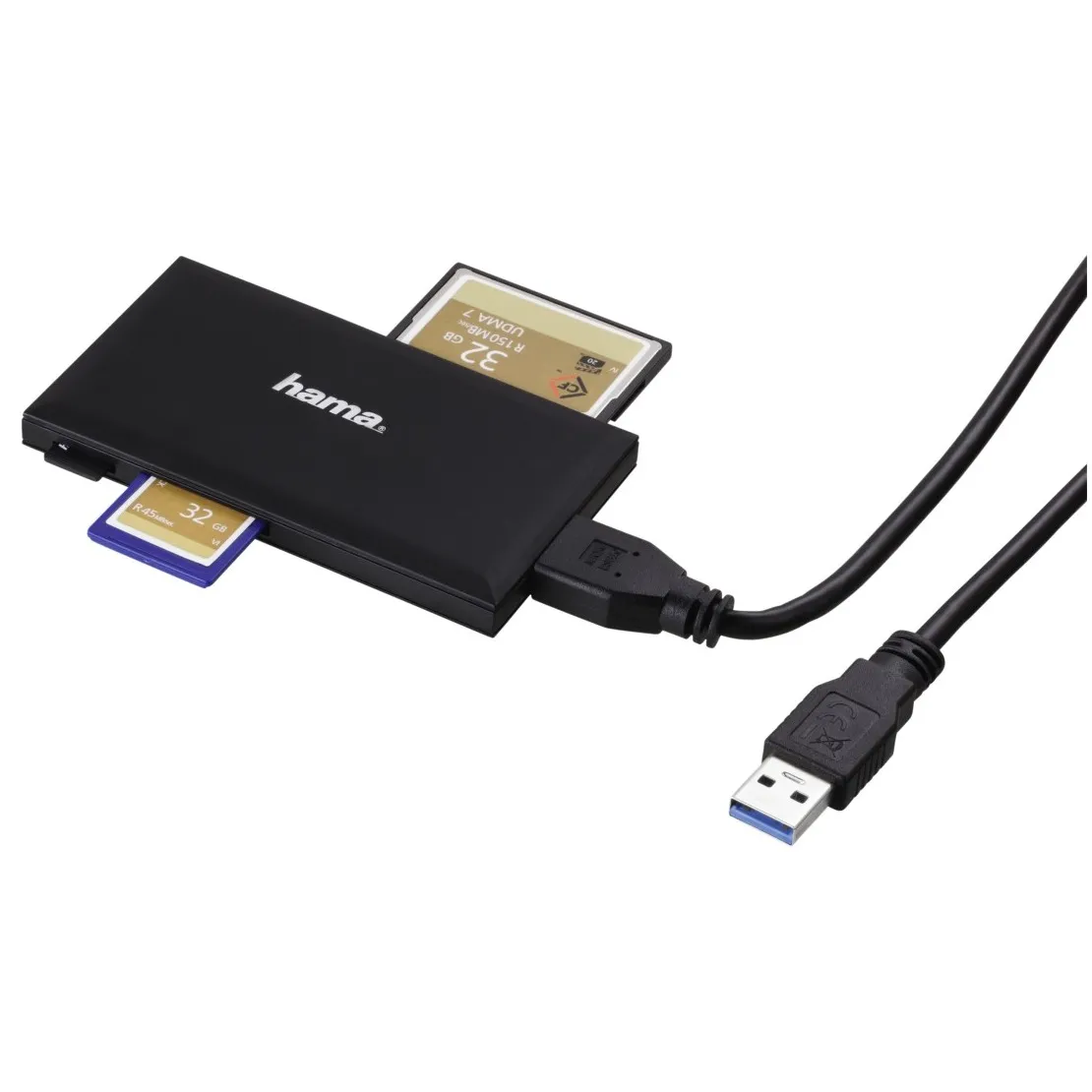 Hama USB-3.0-multi-kaartlezer, SD/microSD/CF/MS Zwart