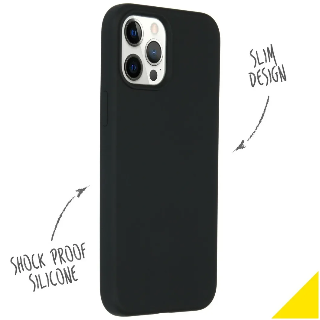 Accezz Liquid Silicone Backcover iPhone 12 Pro Max Zwart
