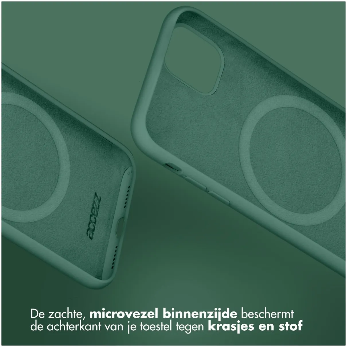 Accezz Liquid Silicone Backcover met MagSafe iPhone 12 (Pro) Groen