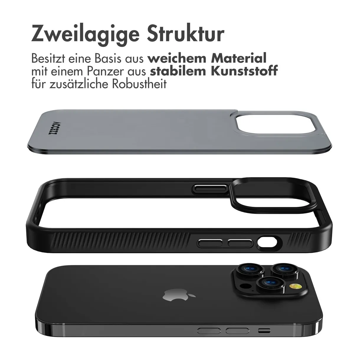 Accezz Rugged Frosted Backcover iPhone 14 Pro Zwart