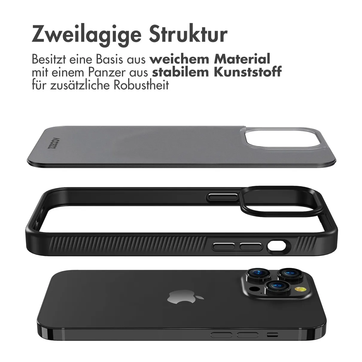 Accezz Rugged Frosted Backcover iPhone 14 Pro Max Zwart