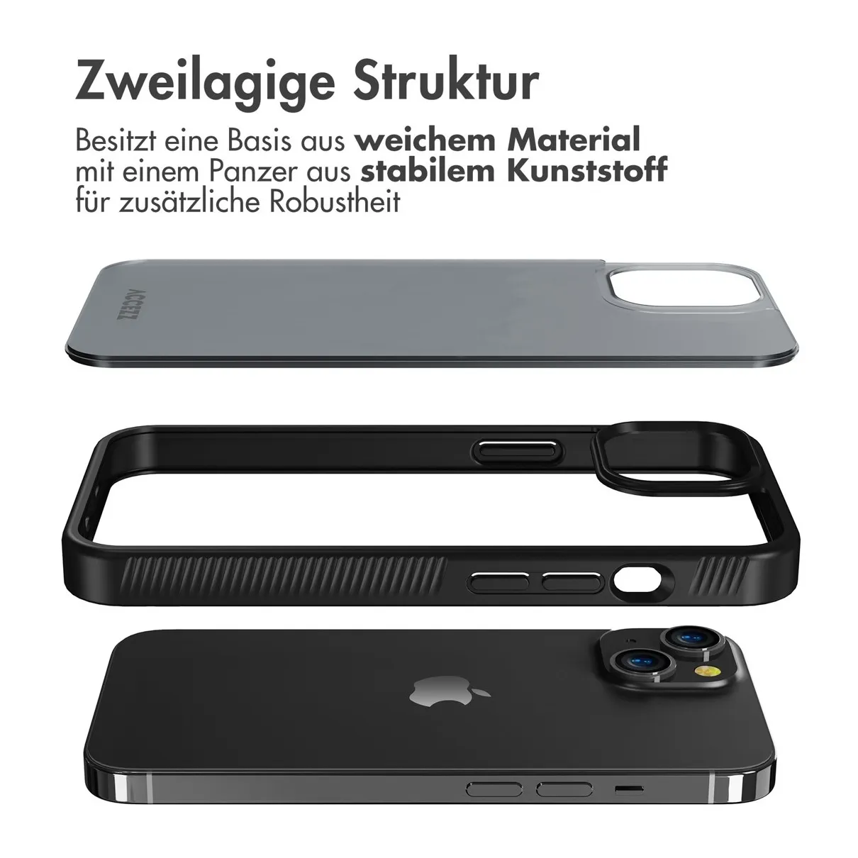 Accezz Rugged Frosted Backcover iPhone 14 Zwart