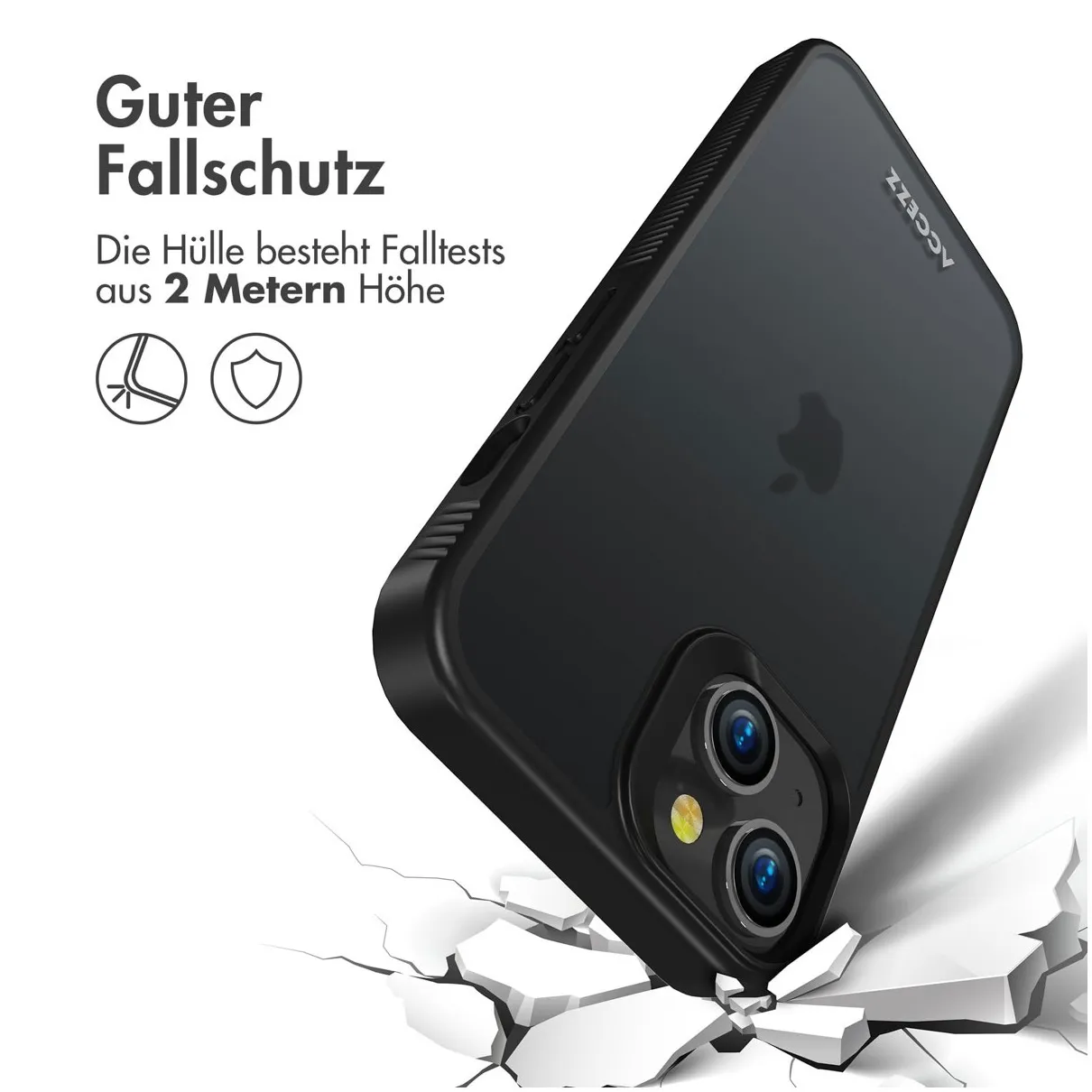 Accezz Rugged Frosted Backcover iPhone 14 Zwart