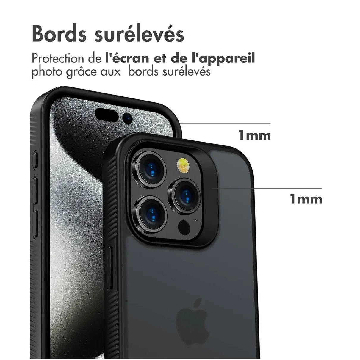 Accezz Rugged Frosted Backcover iPhone 15 Pro Zwart