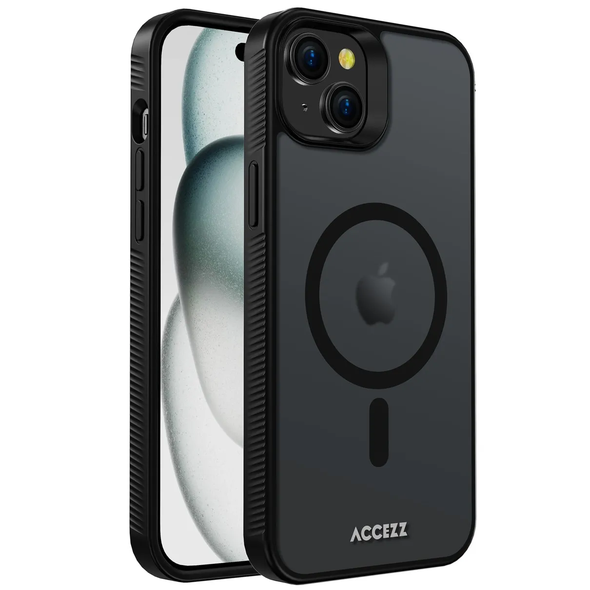 Accezz Rugged Frosted Backcover met MagSafe iPhone 15 Plus Zwart