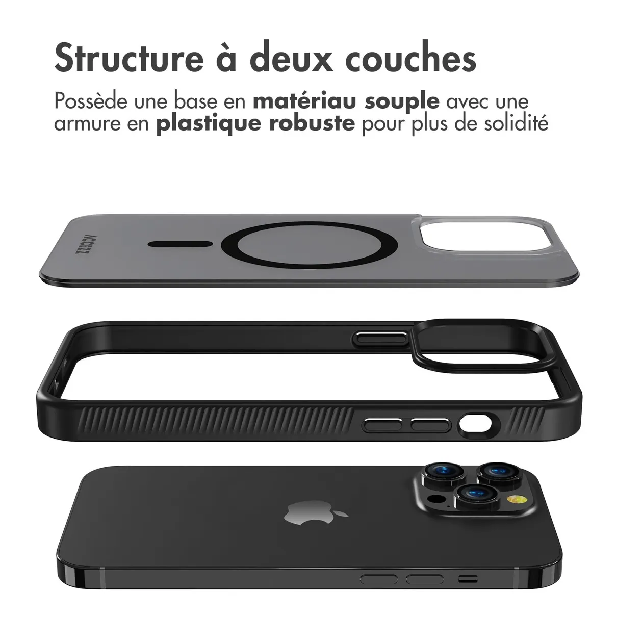 Accezz Rugged Frosted Backcover met MagSafe iPhone 14 Pro Max Zwart