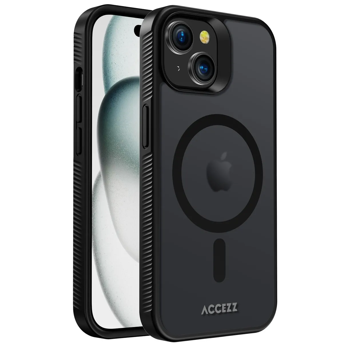 Accezz Rugged Frosted Backcover met MagSafe iPhone 15 Zwart